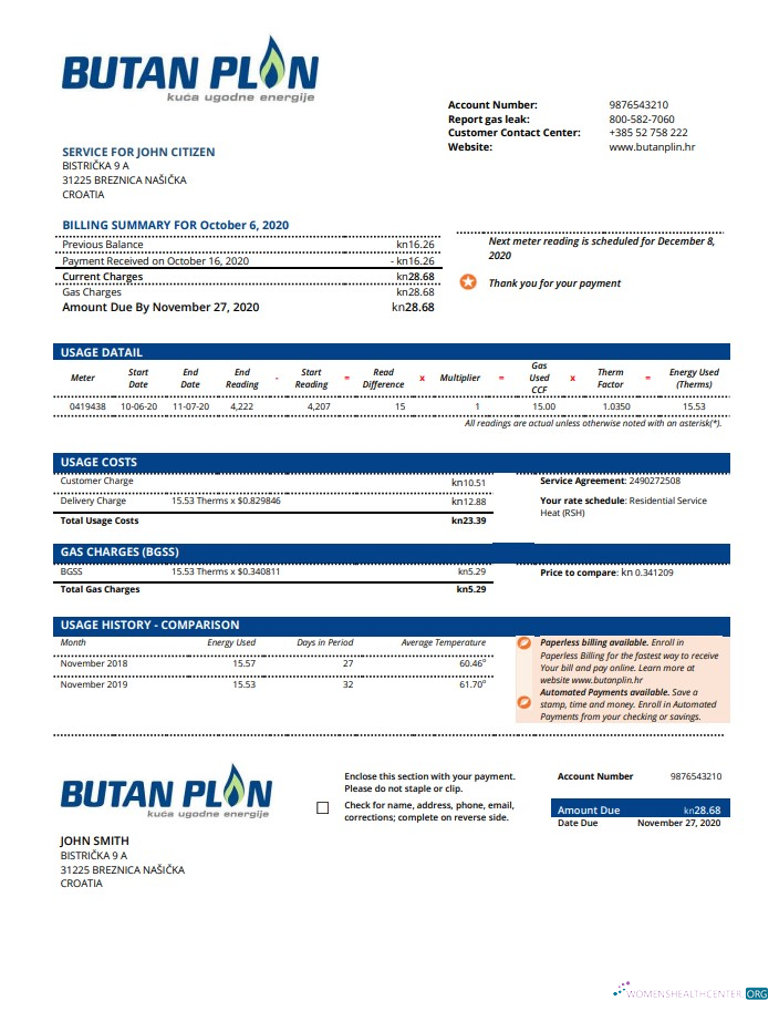 download download Croatia BUTAN PLIN d.o.o. gas utility bill